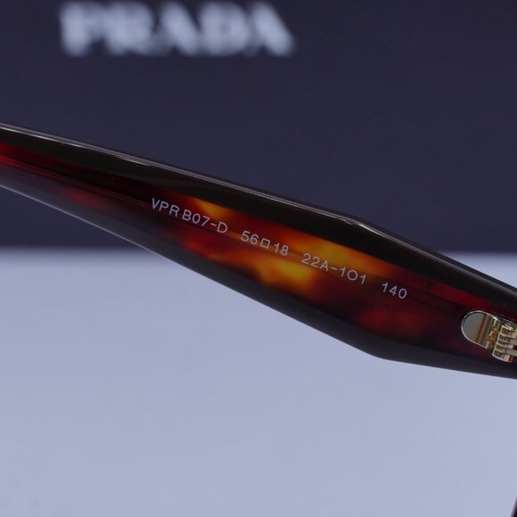 Prada PRB07VD 22A1O1 Square Eyeglasses - Poppy Tortoise/Bordeaux 56mm - Picture 6 of 9